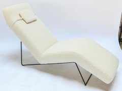 Custom Midcentury Style Metal and Ivory Chaise Lounge Chair by Adesso Imports