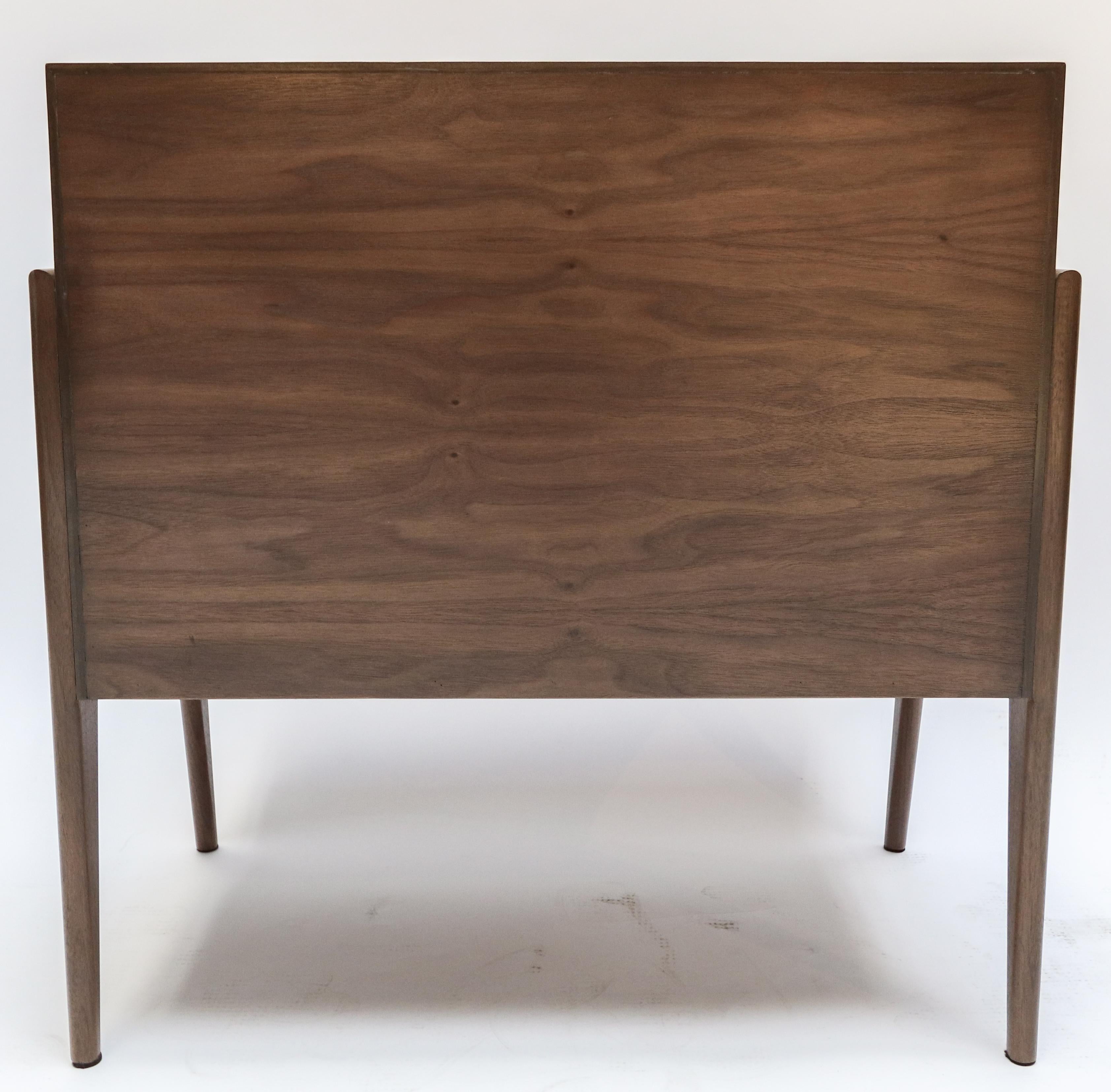 Custom Midcentury Style Walnut Nightstands with Three Drawers by Adesso Imports For Sale 3