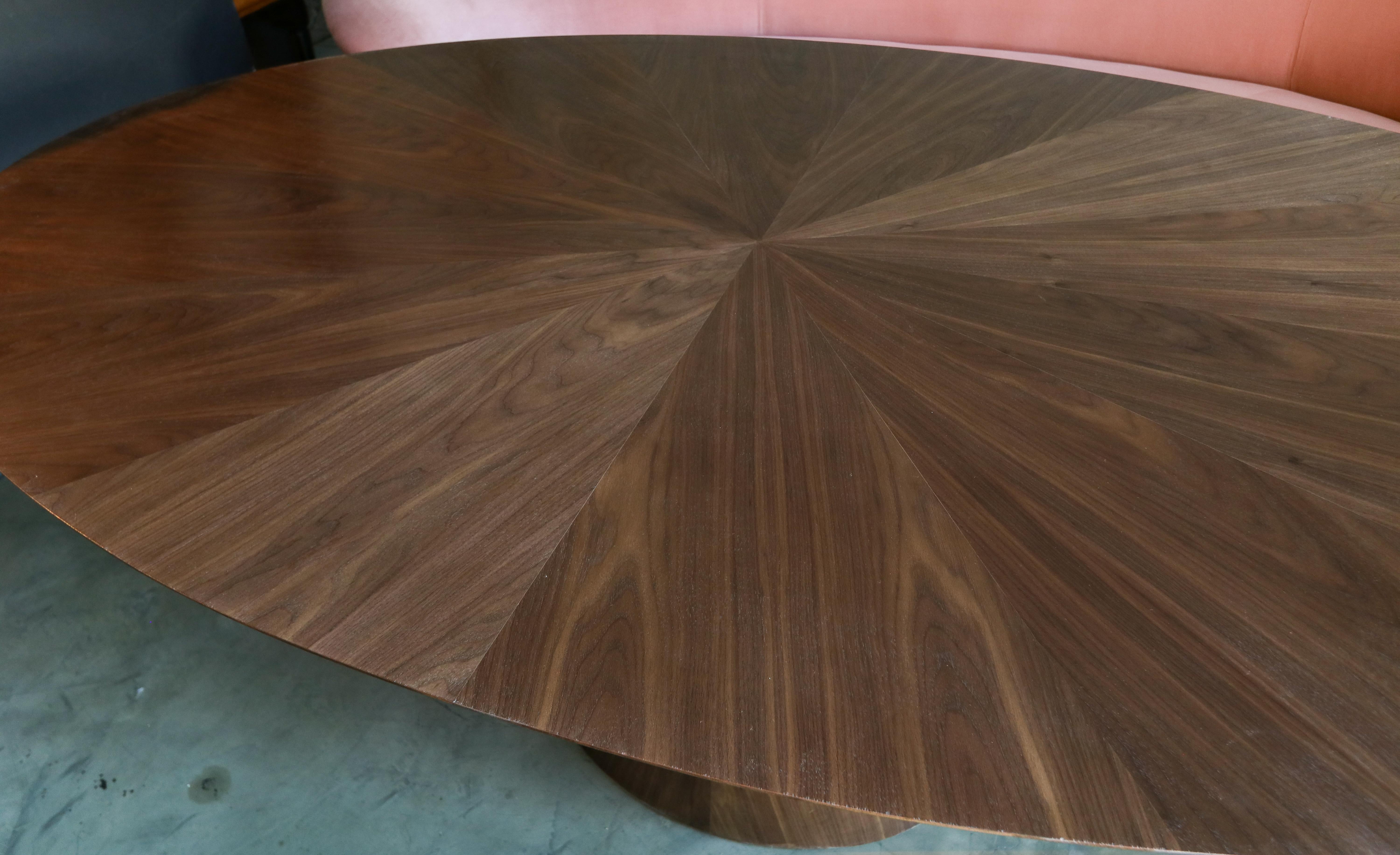 walnut oval pedestal dining table