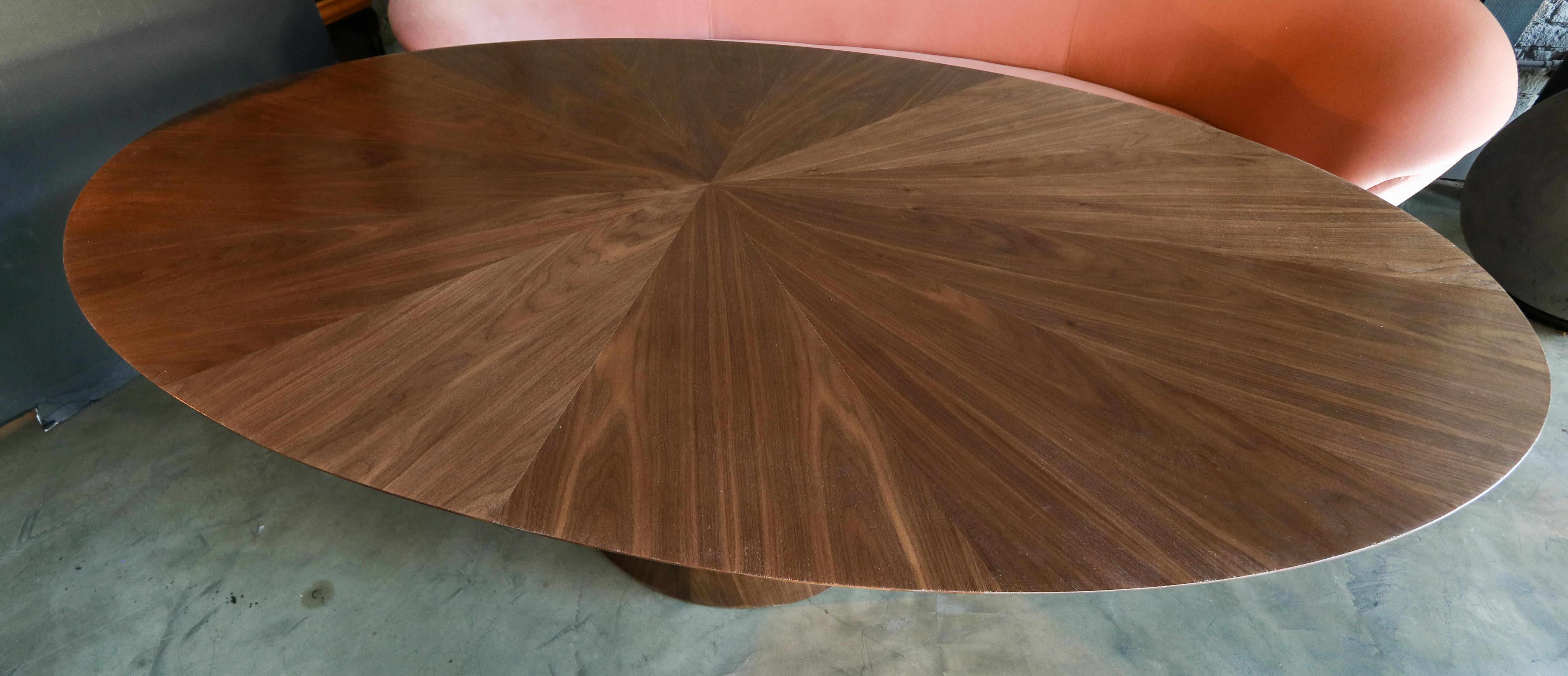walnut oval pedestal dining table