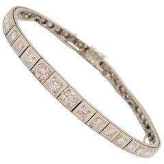 Custom Midcentury 14 Karat White Gold Diamond Tennis Bracelet