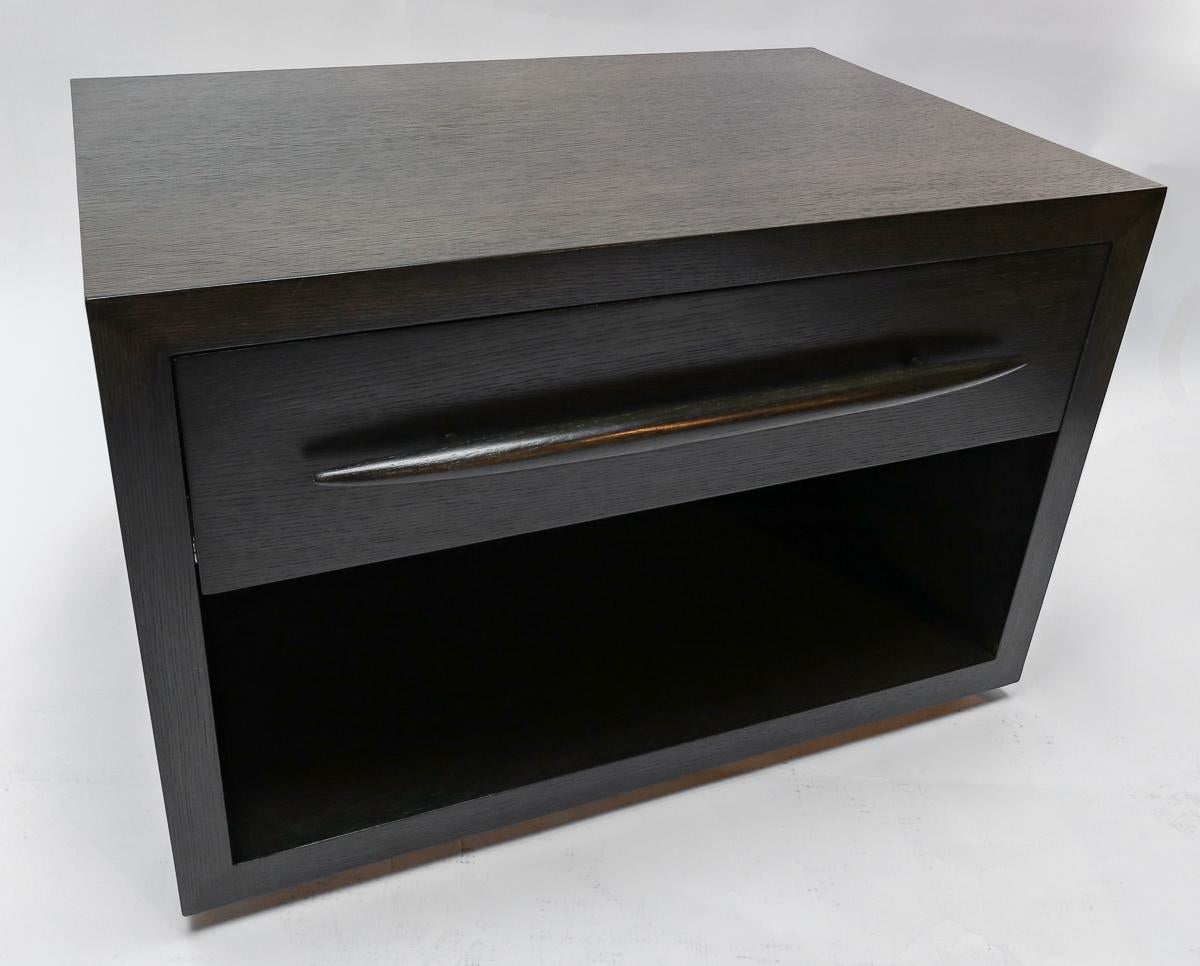 Custom Midcentury Style Dark Oak Nightstand by Adesso Imports For Sale 4