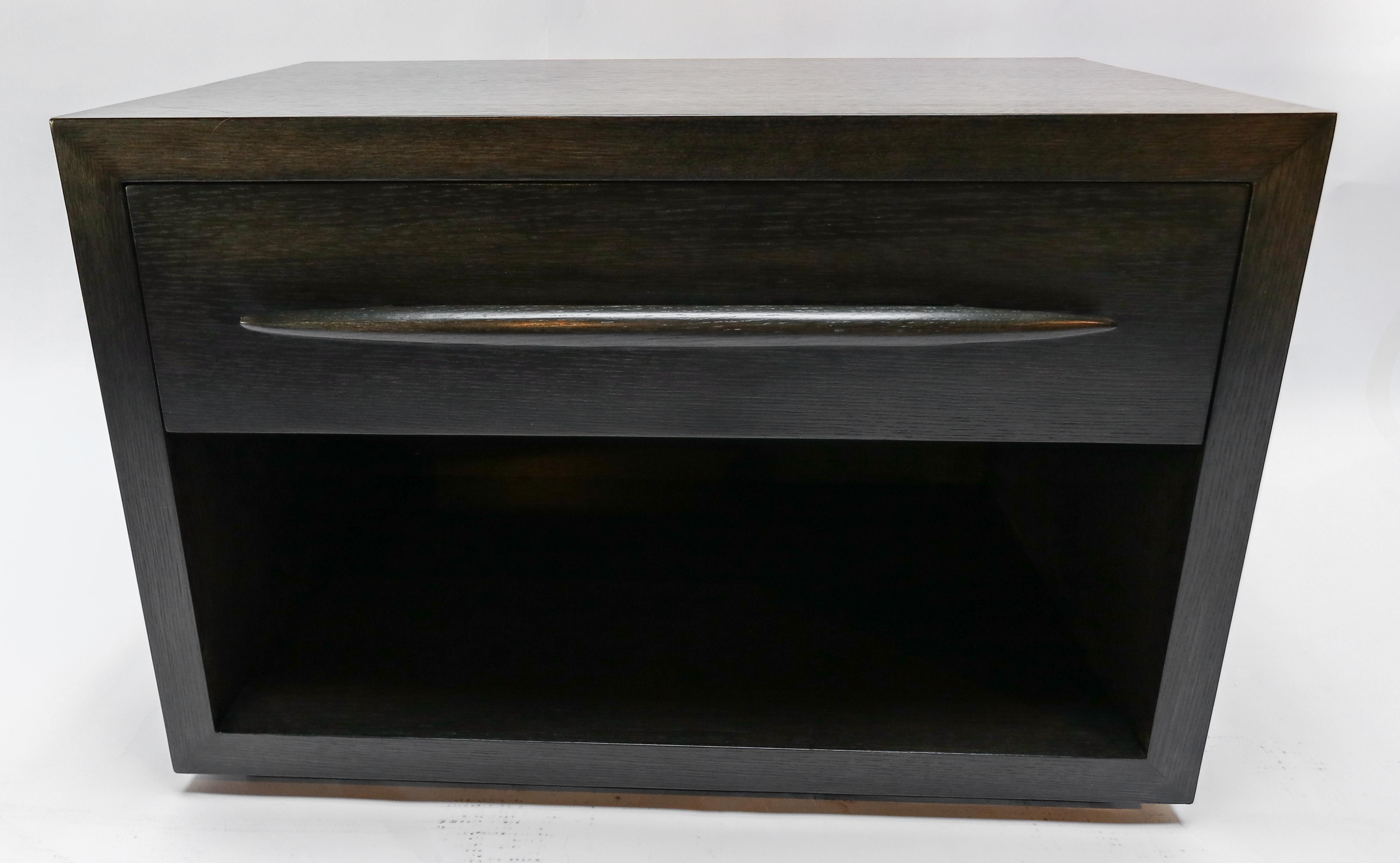 Custom Midcentury Style Dark Oak Nightstand by Adesso Imports For Sale 6