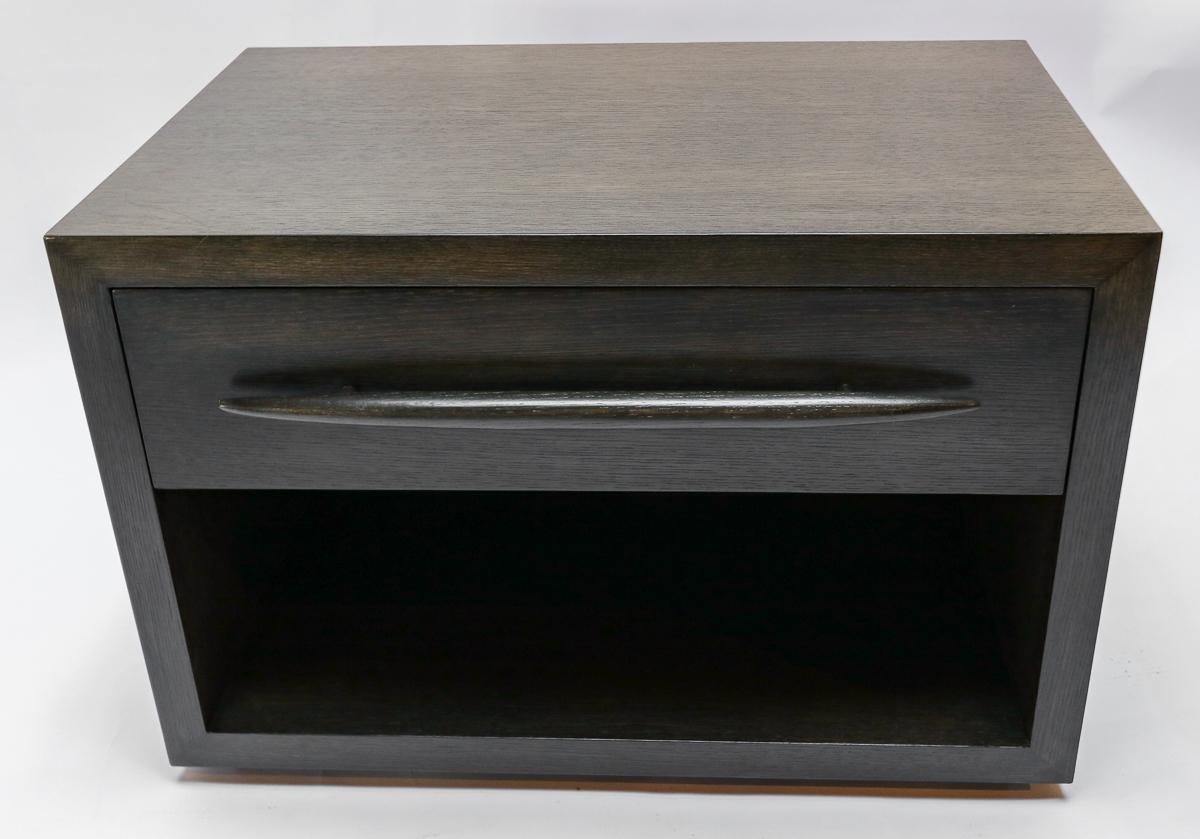 American Custom Midcentury Style Dark Oak Nightstand by Adesso Imports For Sale