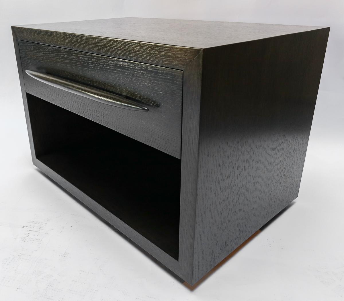 Custom Midcentury Style Dark Oak Nightstand by Adesso Imports For Sale 1