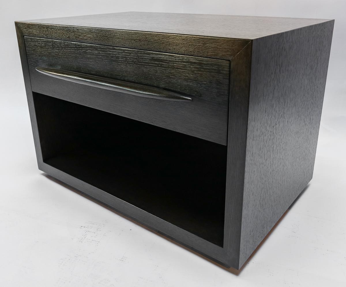 Custom Midcentury Style Dark Oak Nightstand by Adesso Imports For Sale 2