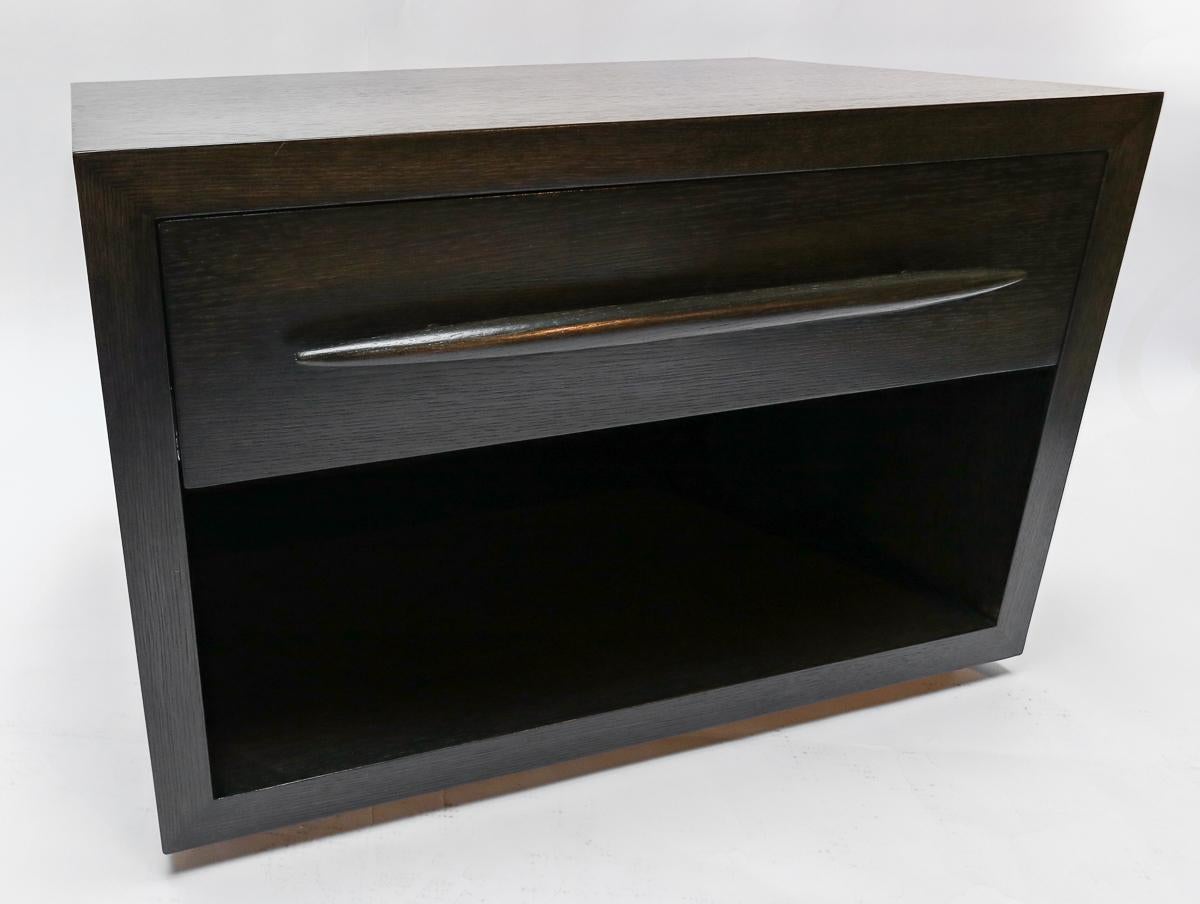 Custom Midcentury Style Dark Oak Nightstand by Adesso Imports For Sale 3