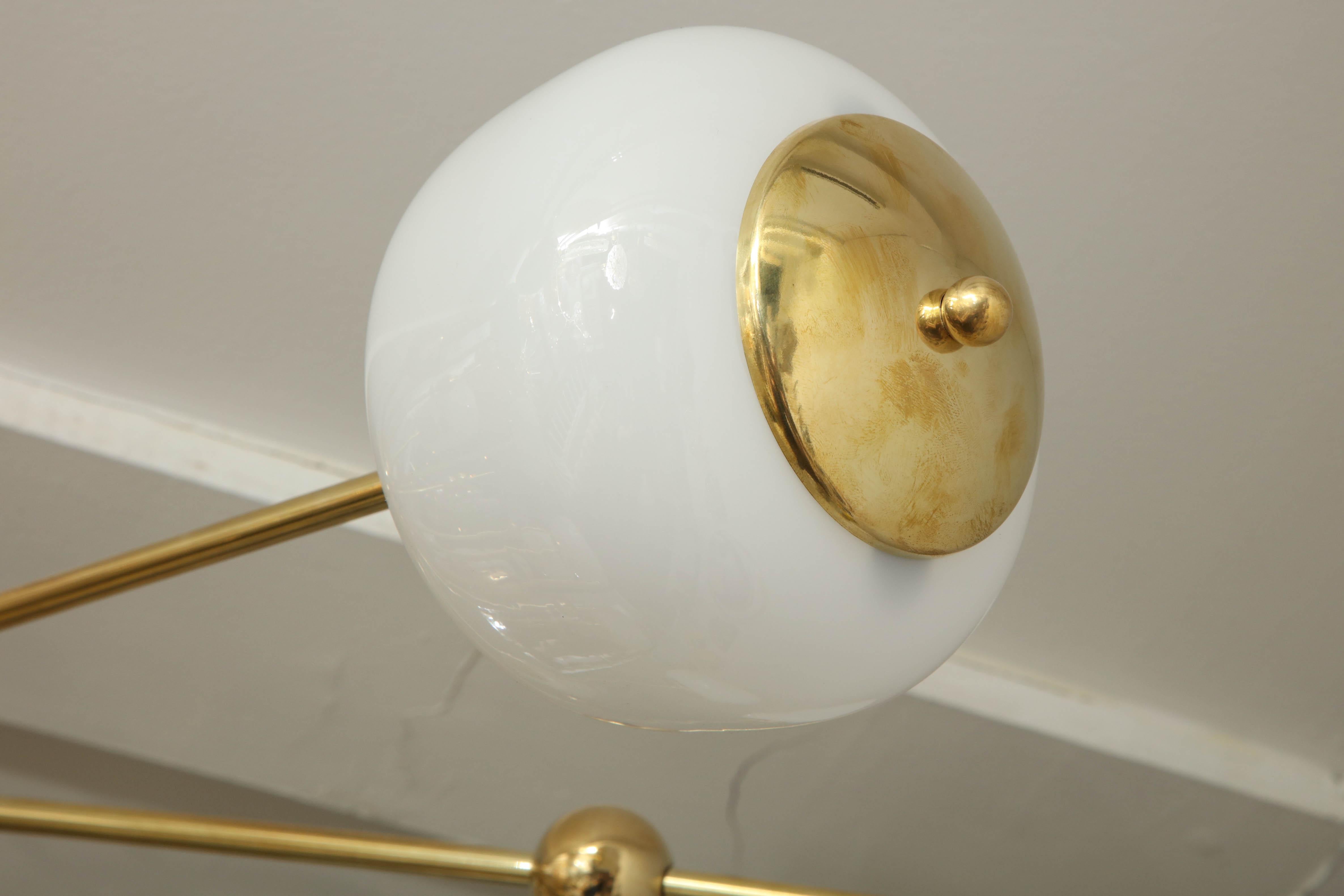 Custom Milk Glass Globe Sputnik Flush Mount Chandelier For Sale 2