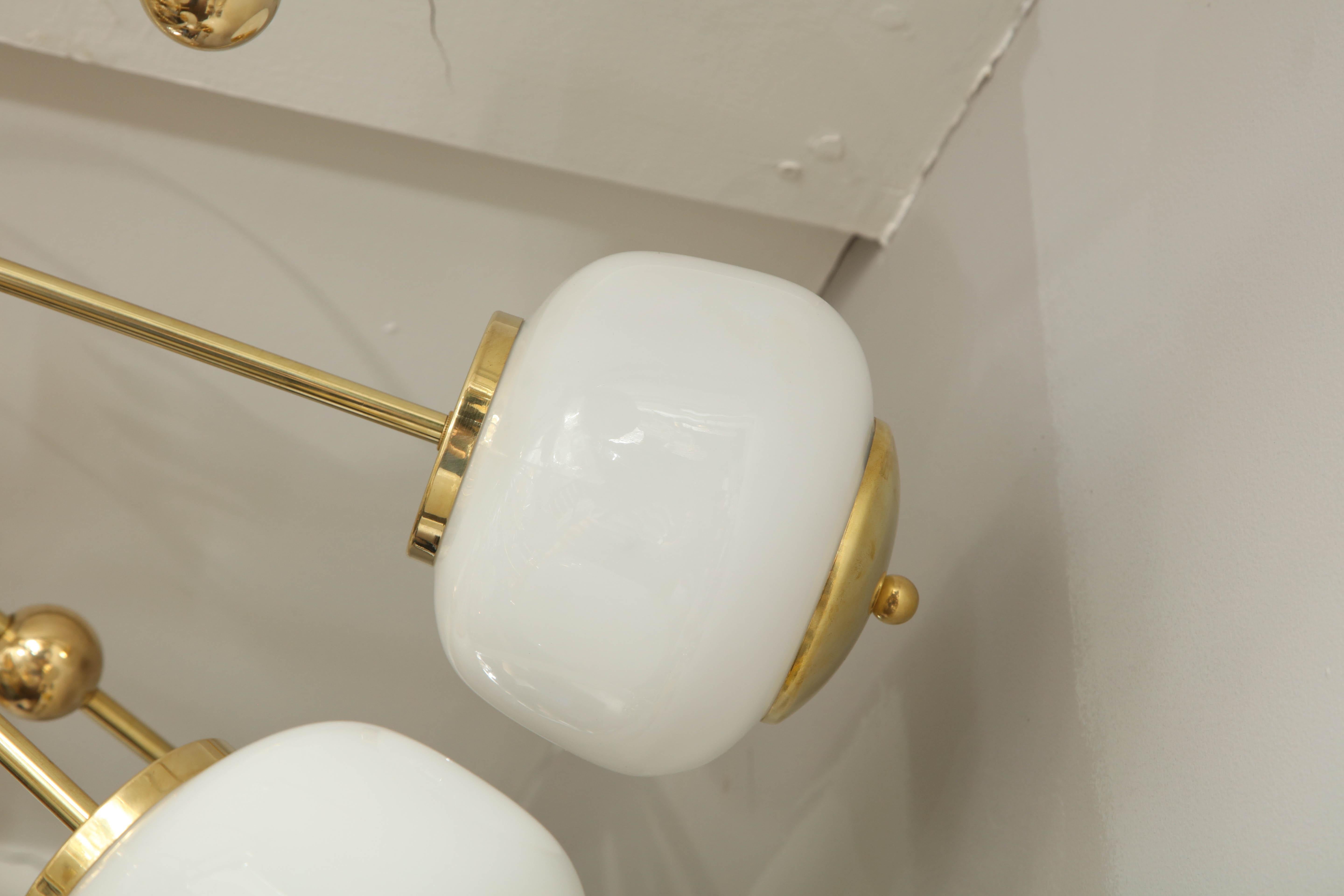 Custom Milk Glass Globe Sputnik Flush Mount Chandelier For Sale 1