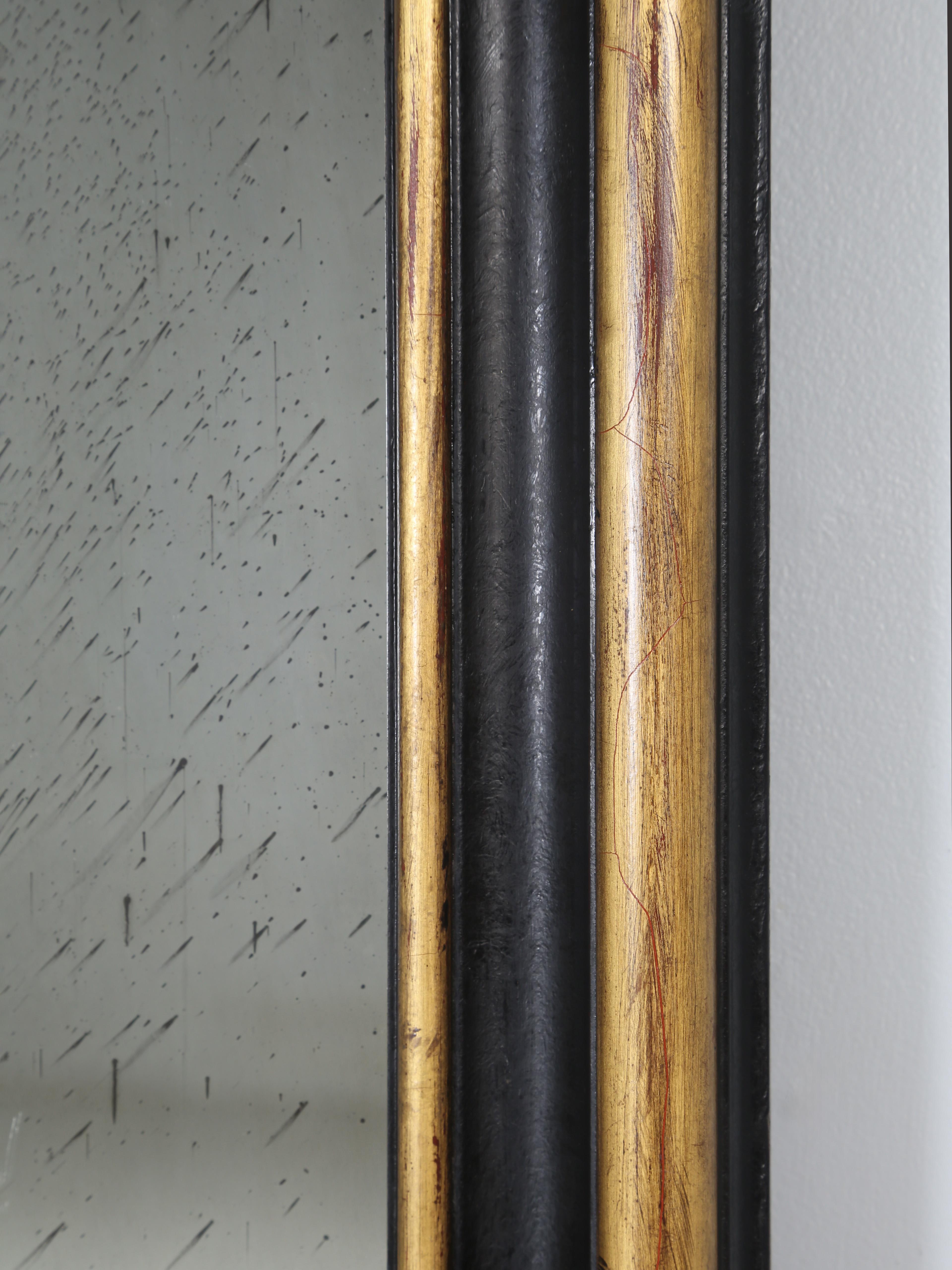 Custom Mirror Hand-Made in our Workshop Using 24kt Gold Leaf and Ebonized Oak For Sale 3