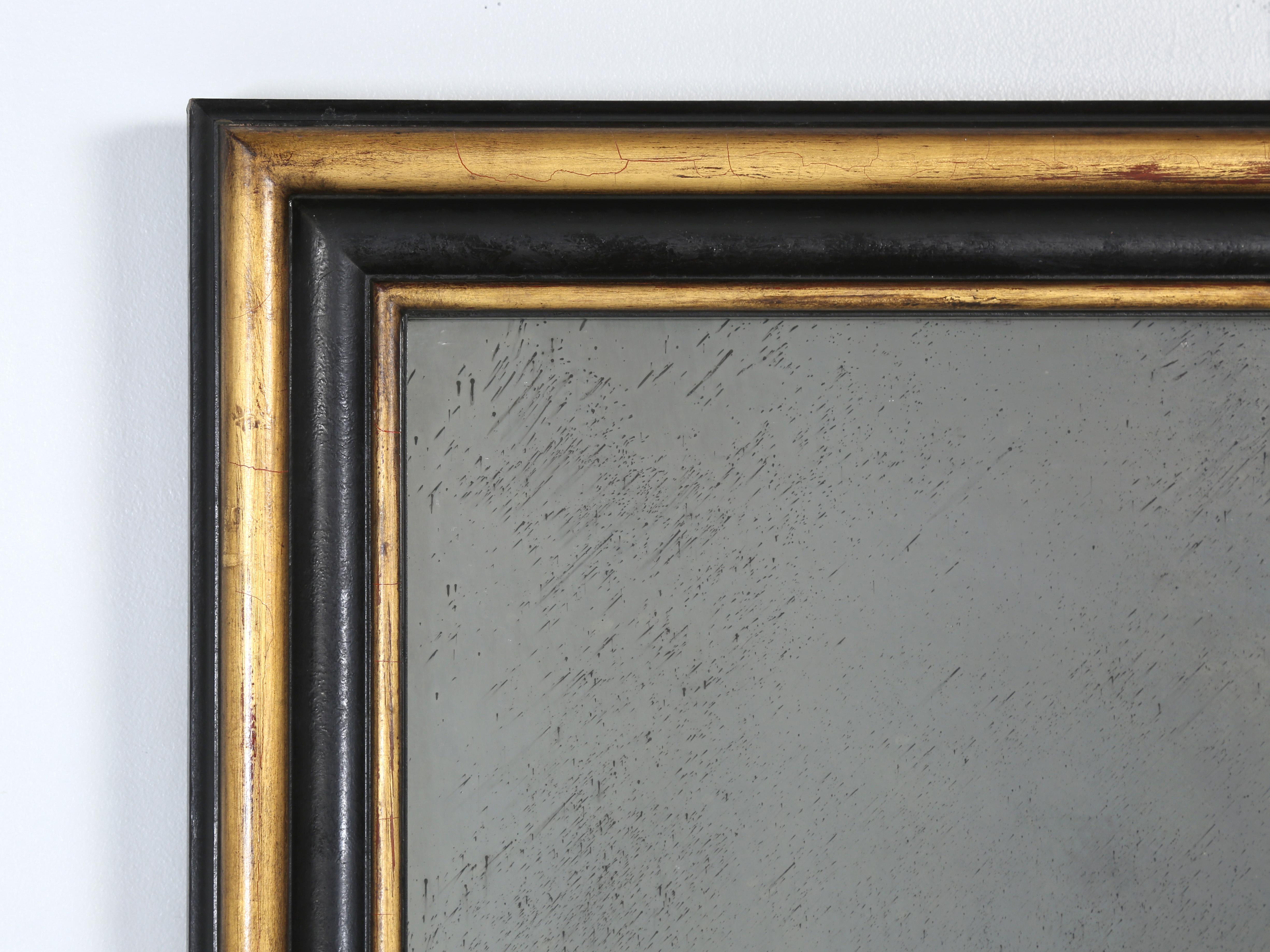 Gilt Custom Mirror Hand-Made in our Workshop Using 24kt Gold Leaf and Ebonized Oak For Sale