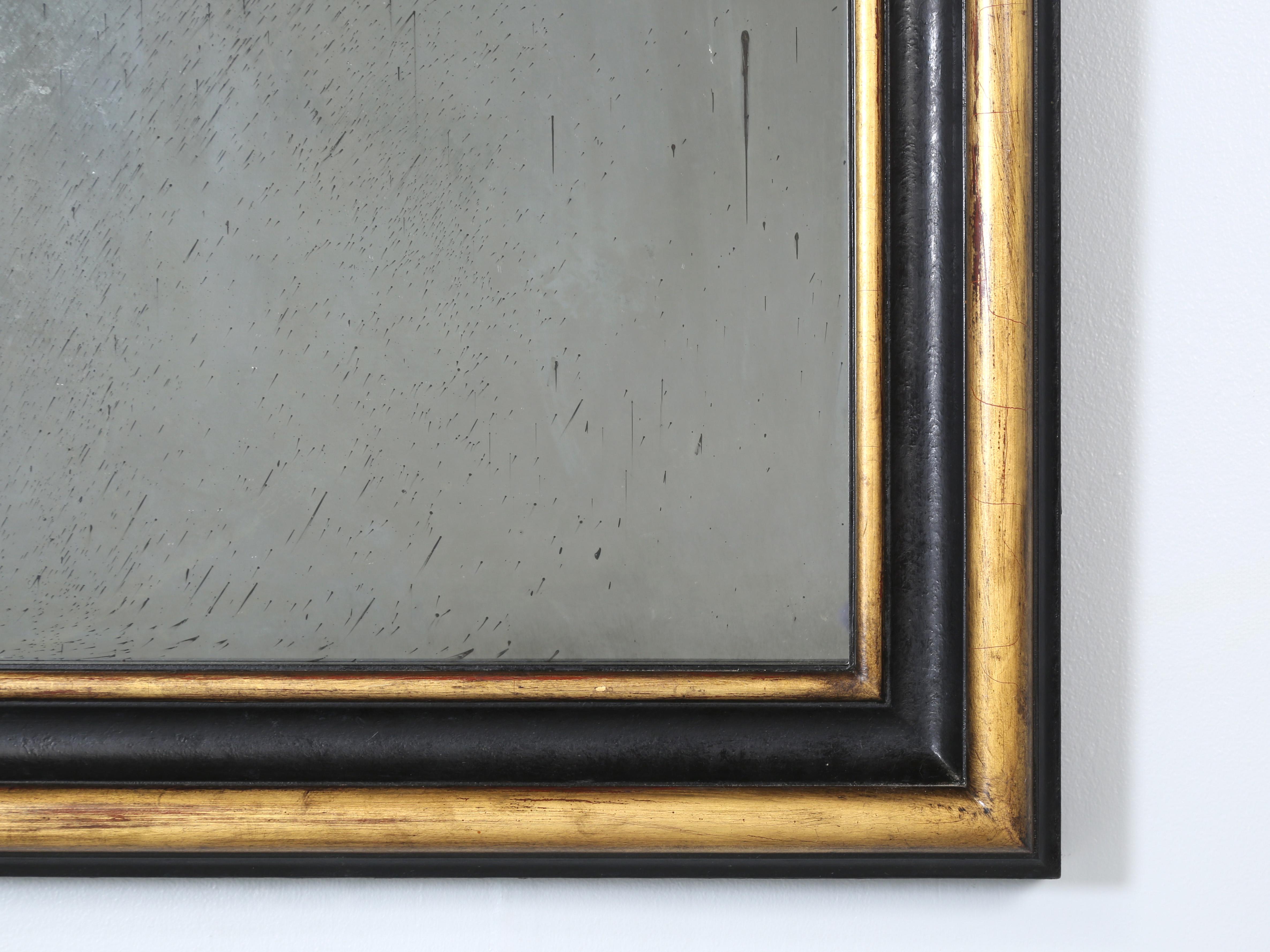 Custom Mirror Hand-Made in our Workshop Using 24kt Gold Leaf and Ebonized Oak For Sale 1