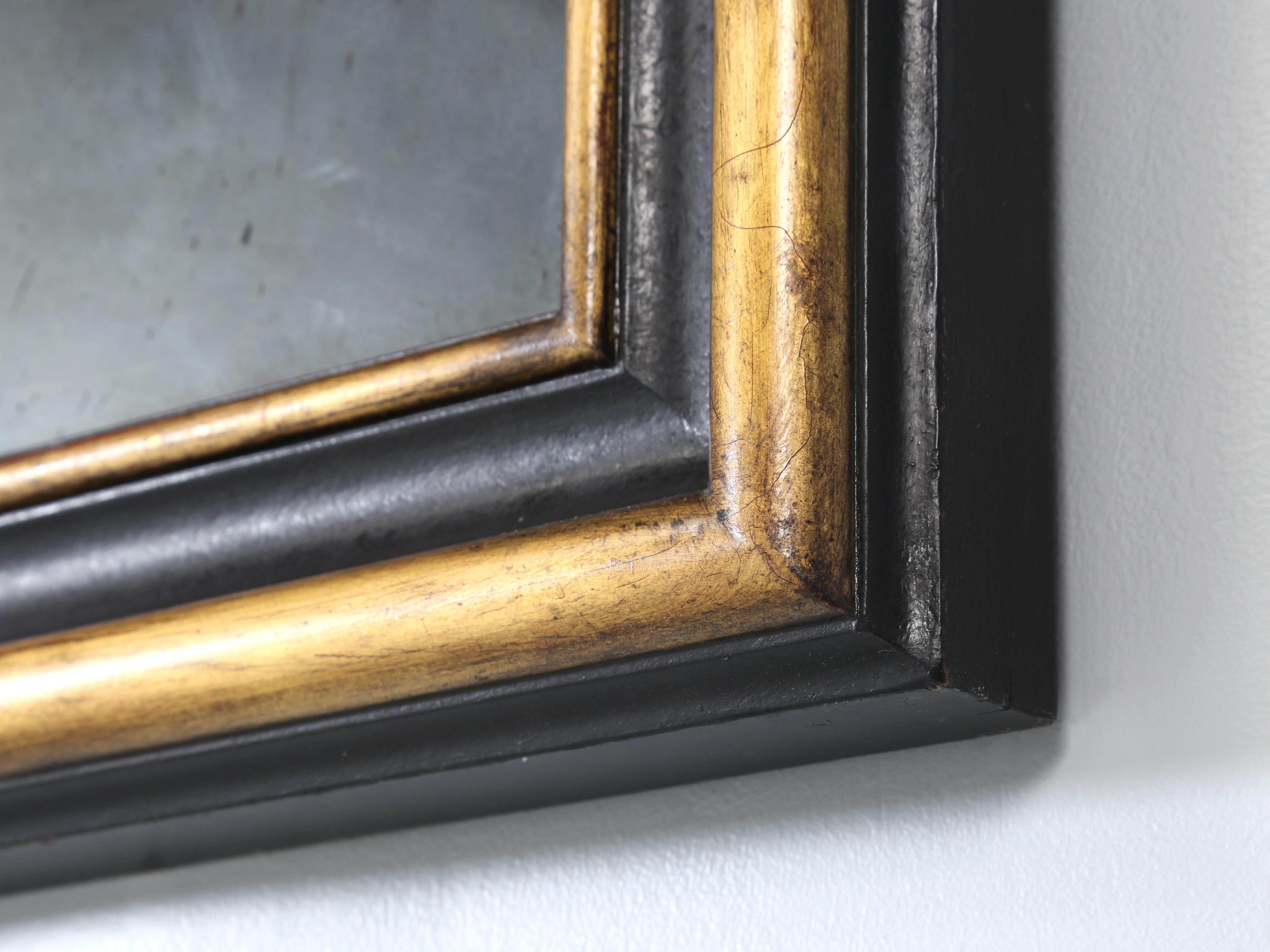 Custom Mirror Hand-Made in our Workshop Using 24kt Gold Leaf and Ebonized Oak For Sale 2