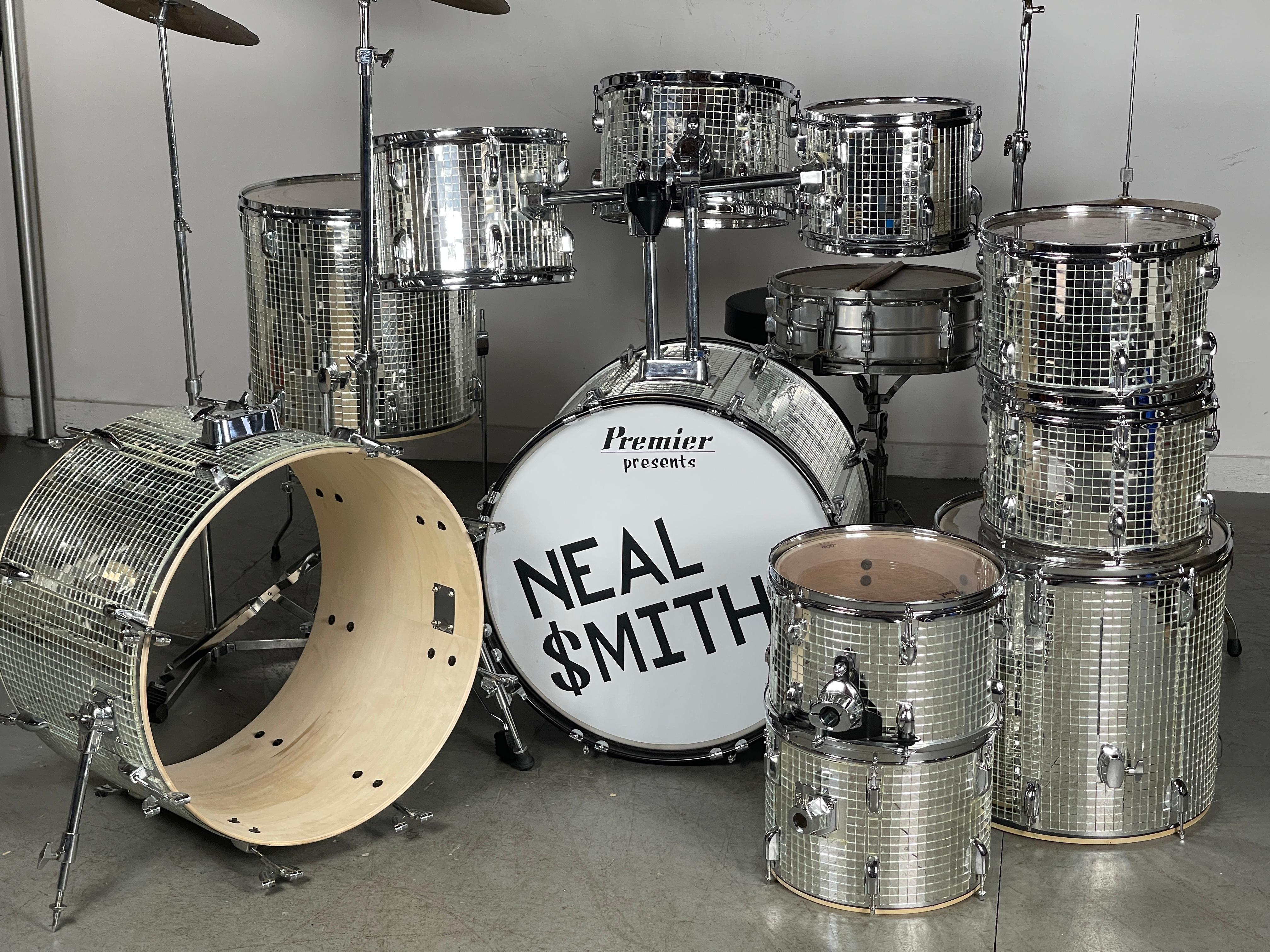 Hand-Crafted Custom Mirrored  11-piece Pearl Drums built for 
