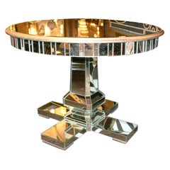 Round Mirrored Center Hall Table