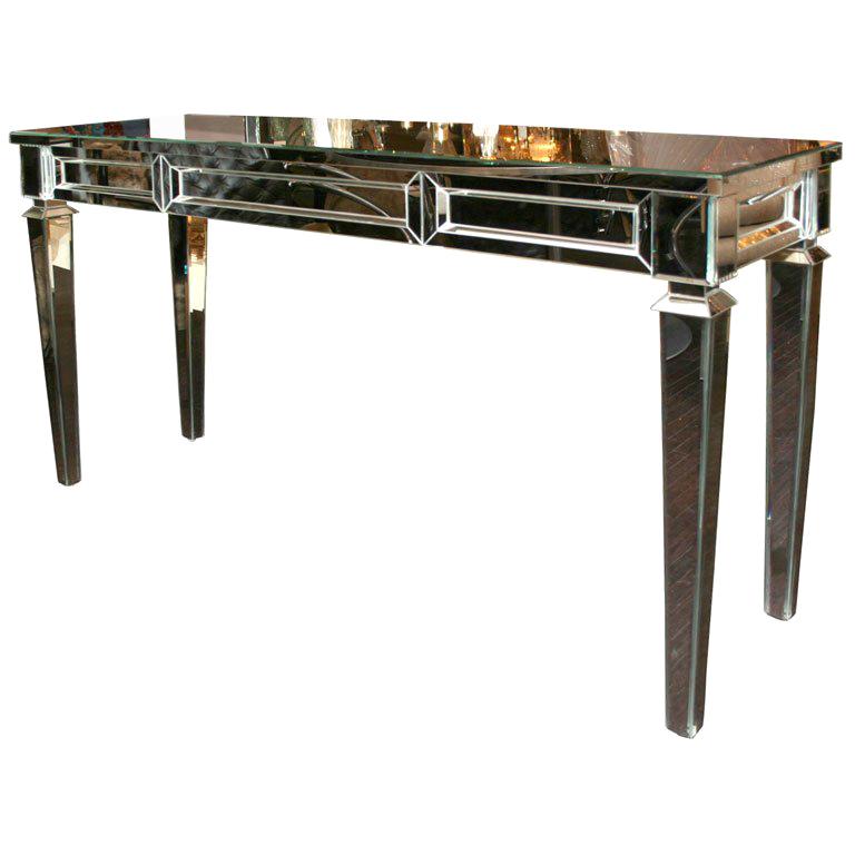 Neoclassical Modern Mirrored Console Table For Sale