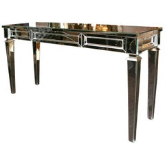 Neoclassical Modern Mirrored Console Table