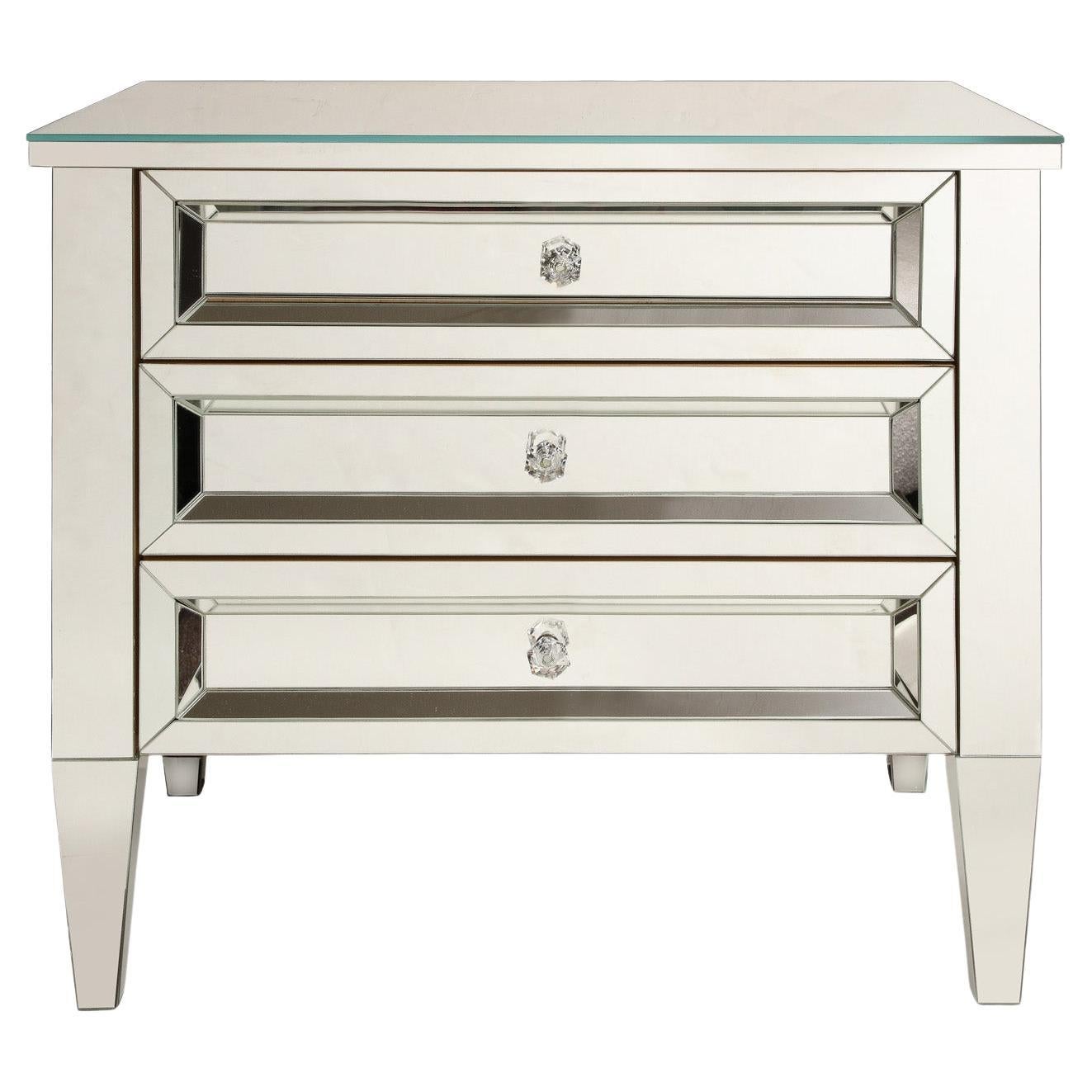 Custom Mirrored Neoclassical Style 3-Drawer Chest For Sale