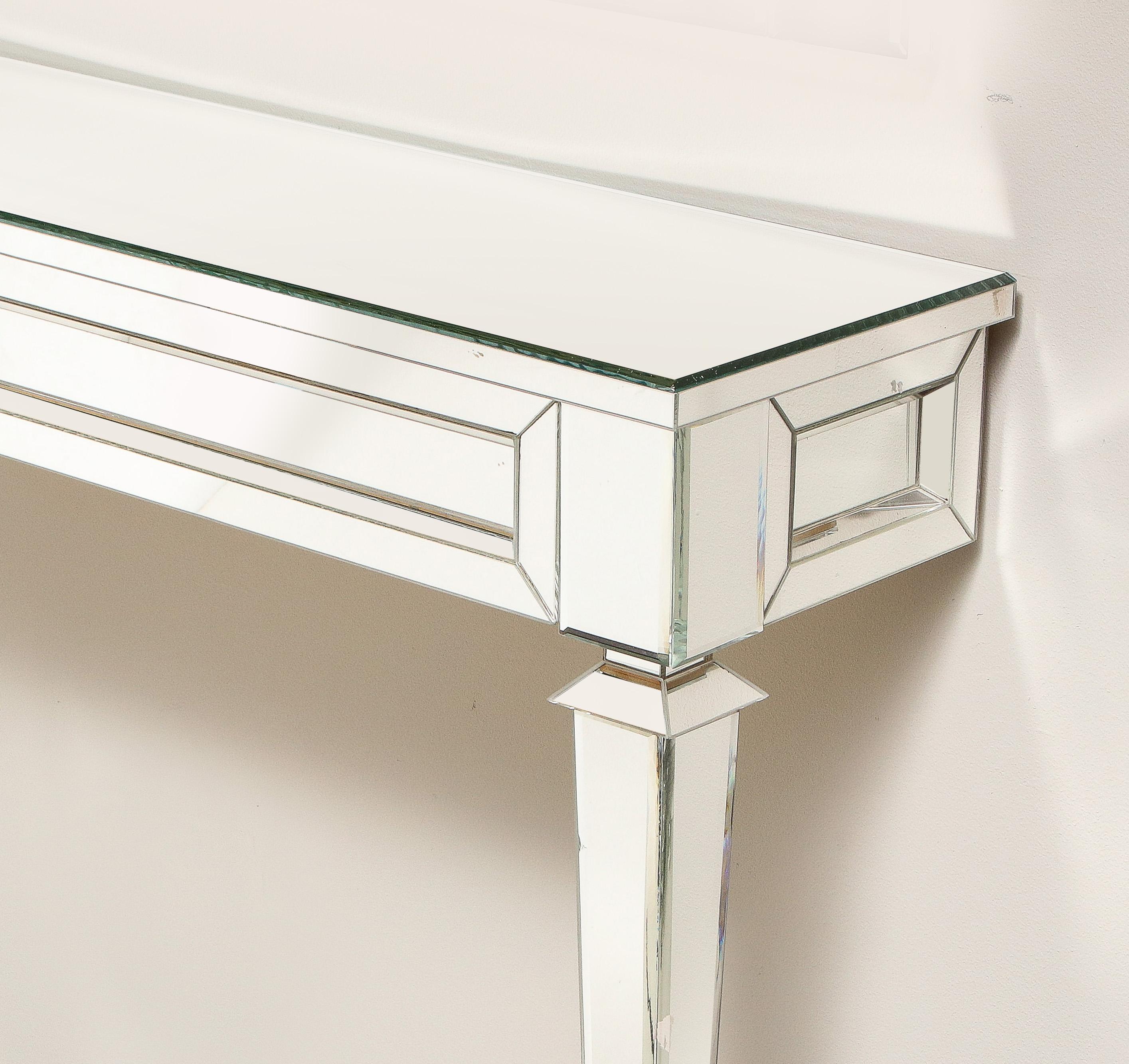 American Neoclassical Style Mirrored Wall Mount Console For Sale