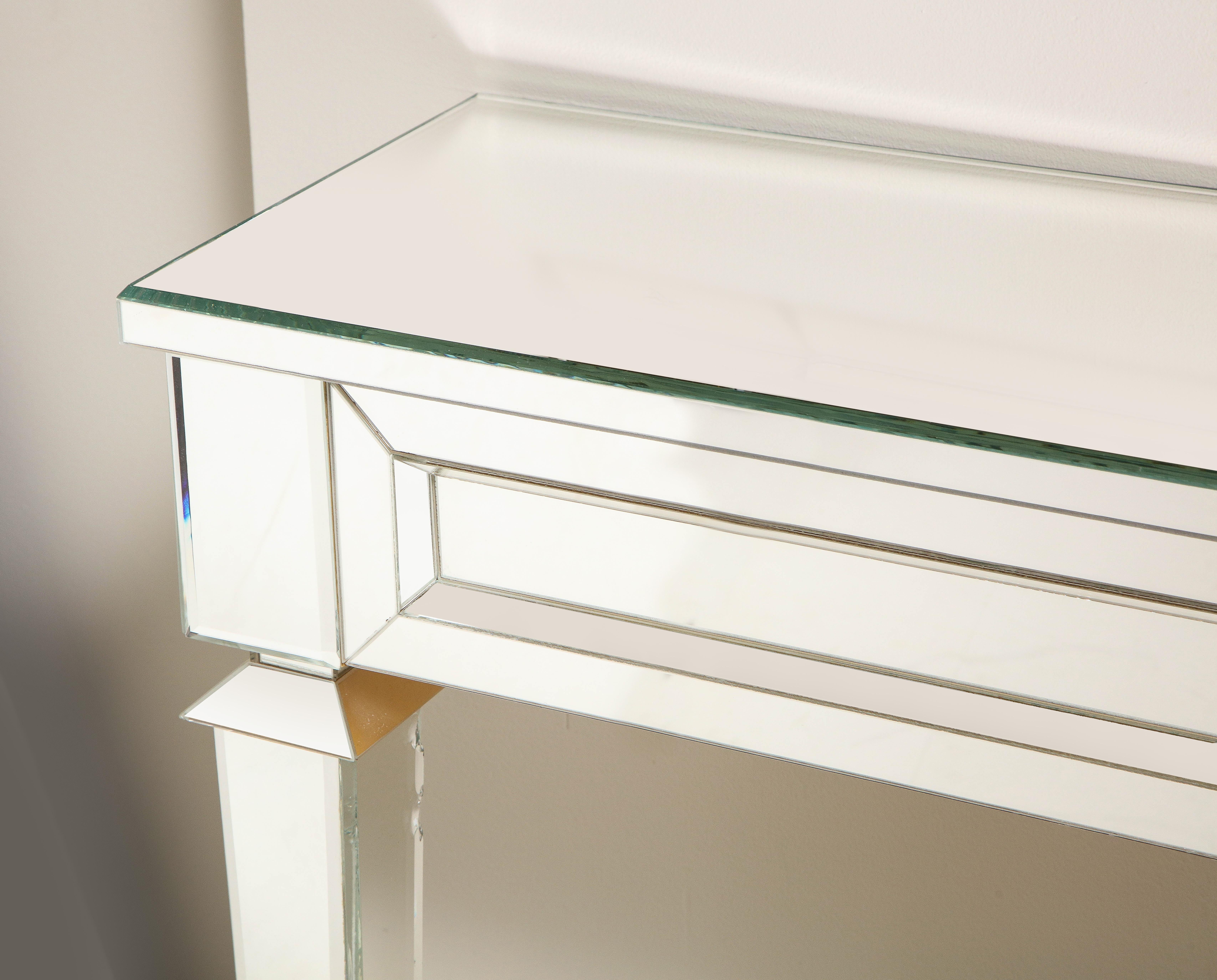 Contemporary Neoclassical Style Mirrored Wall Mount Console For Sale