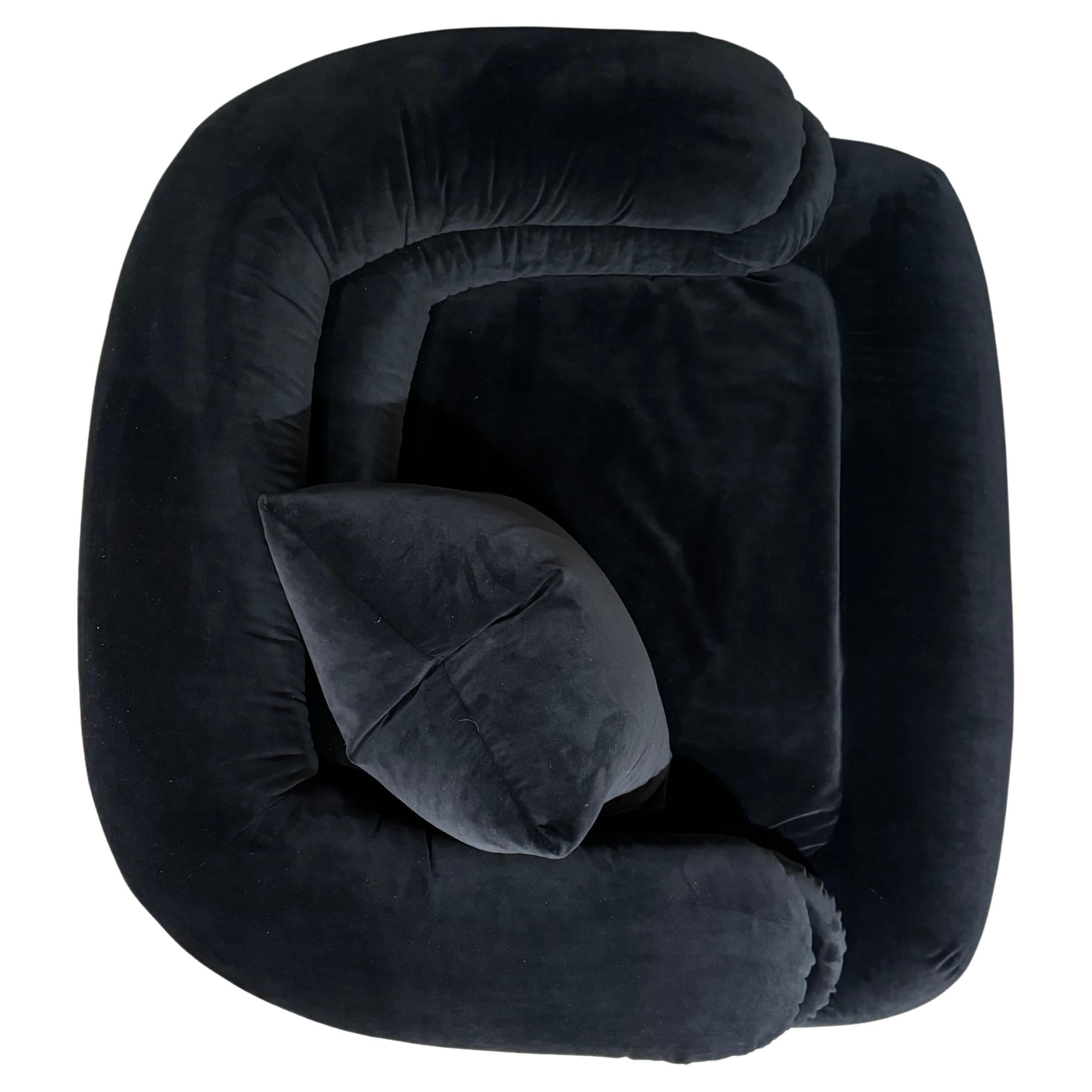 Custom MLB Channeled Velvet Club Swivel Chair In New Condition For Sale In West Hollywood, CA