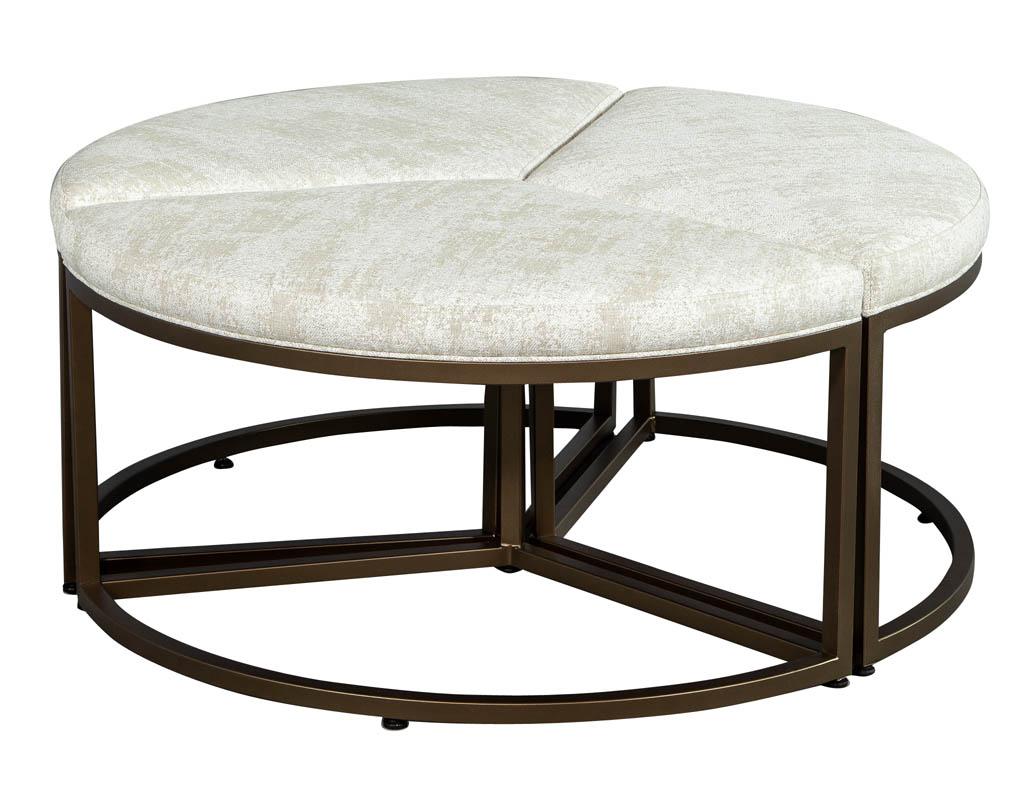 Contemporary Custom Modern 3-Piece Bronze Finished Cocktail Ottoman by Carrocel