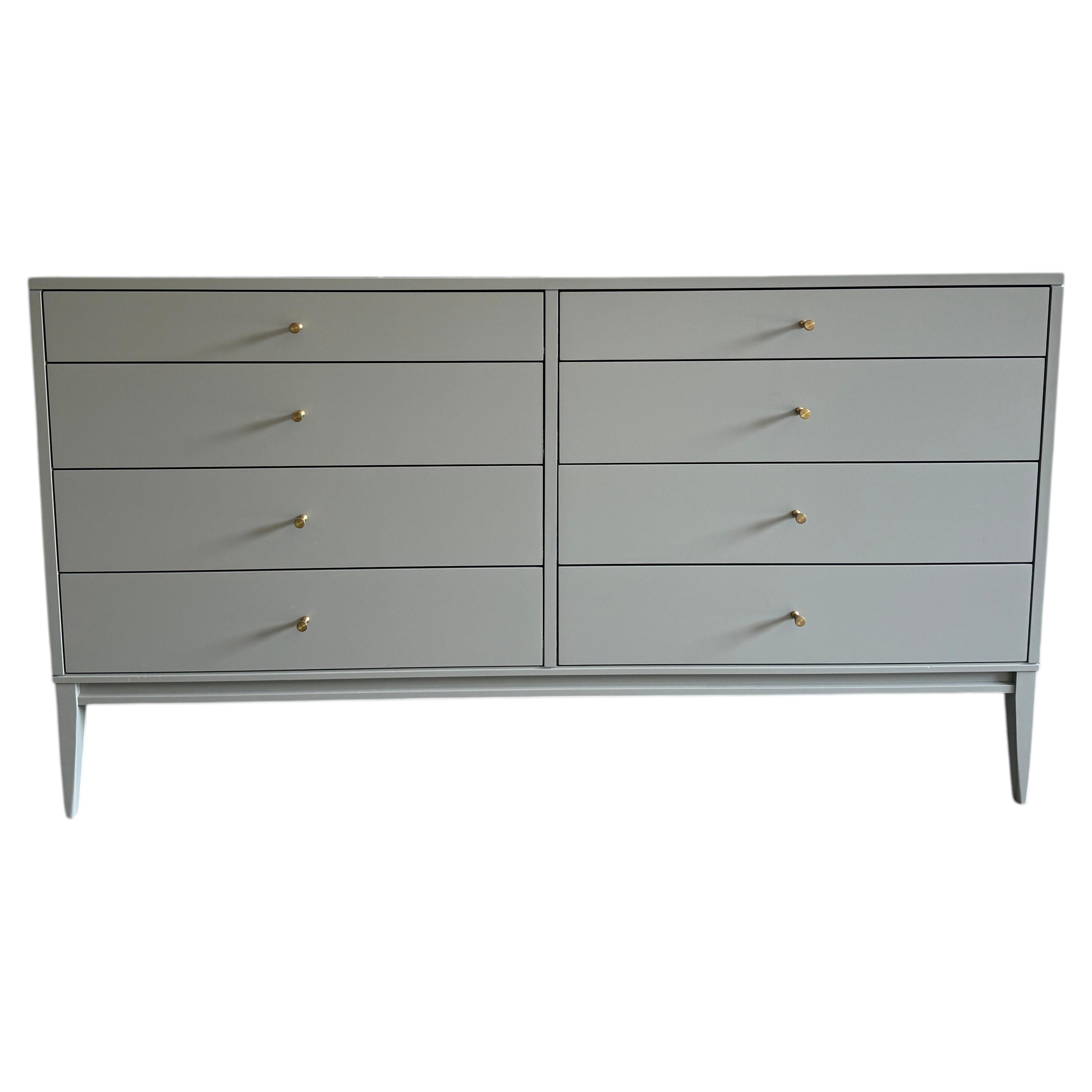 Custom Modern 8 Drawer Dresser in Gray Lacquer style of Paul McCobb