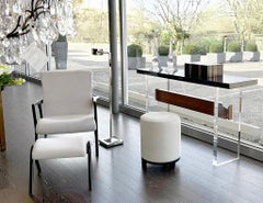 Custom Modern Acrylic and Walnut Console Table