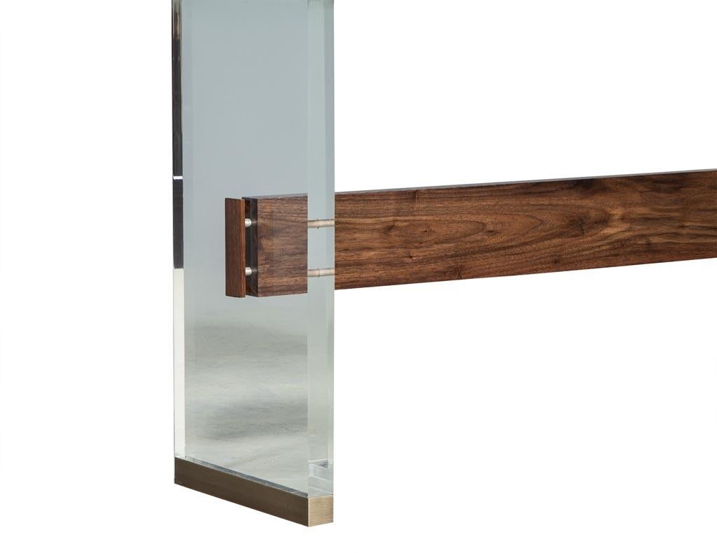 Custom Modern Acrylic Black Lacquer and Walnut Console by Carrocel For Sale 5