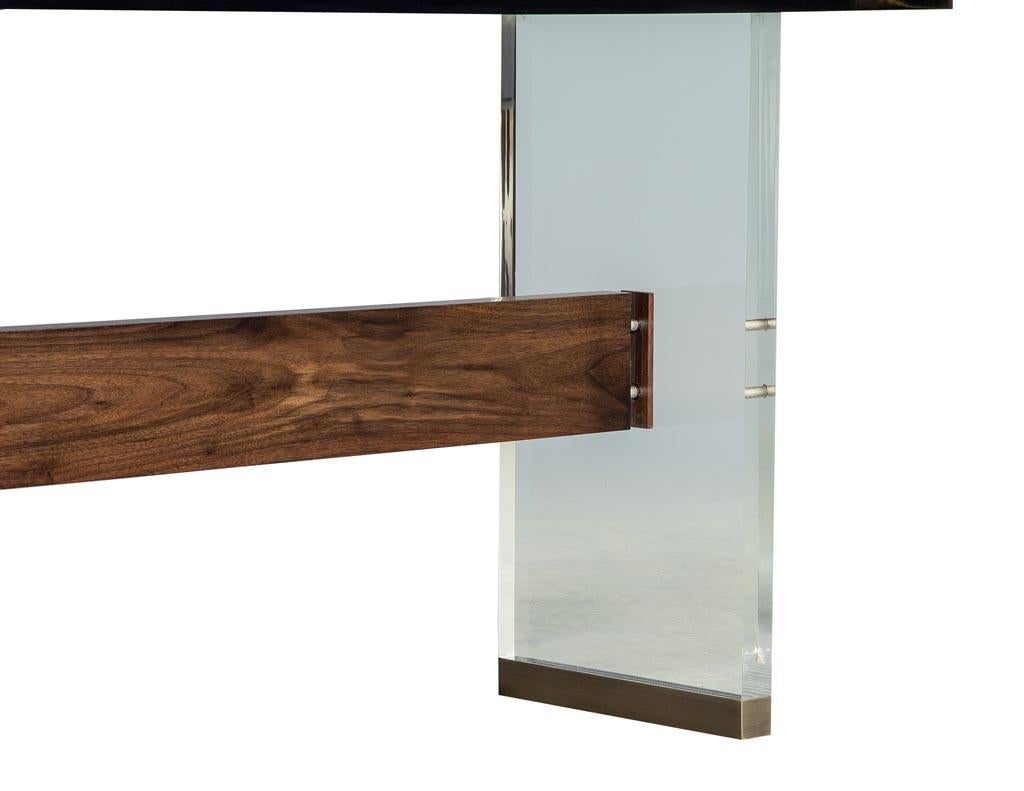Custom Modern Acrylic Black Lacquer and Walnut Console by Carrocel For Sale 6