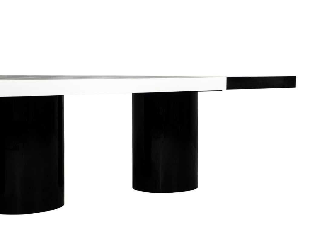 Metal Custom Modern Black and White Dining Table by Carrocel For Sale