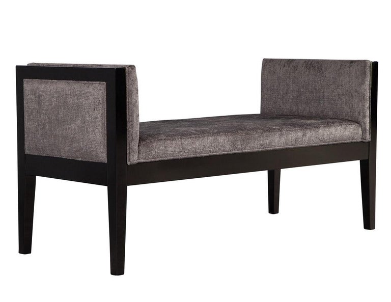 Custom Modern Black Lacquered Bench For Sale at 1stDibs