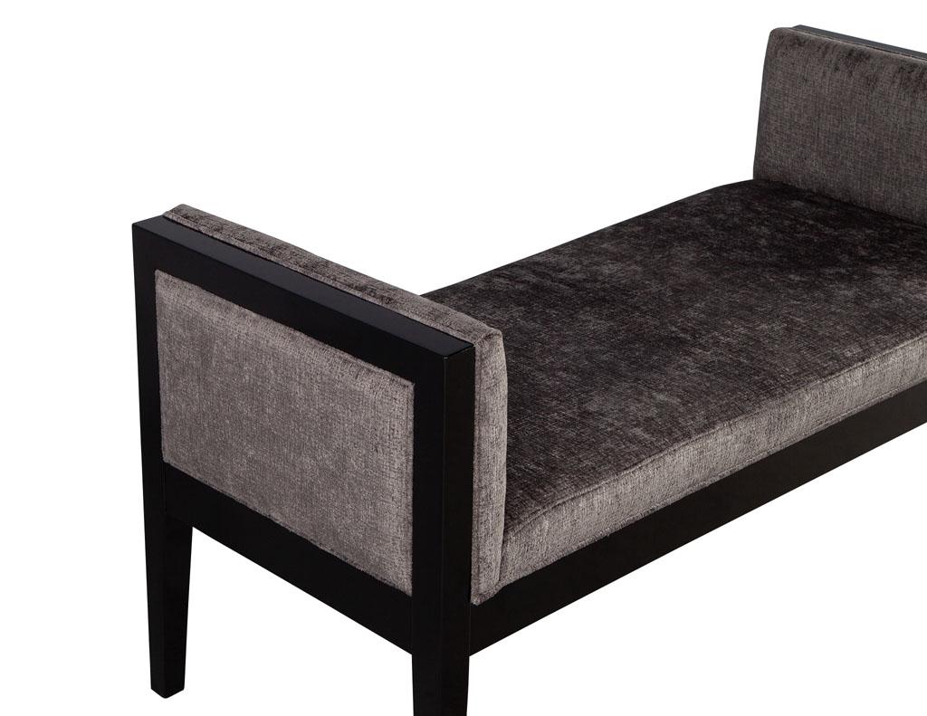 Fabric Custom Modern Black Lacquered Bench For Sale