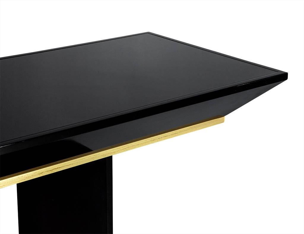 Canadian Custom Modern Black Lacquered Console Table by Carrocel For Sale