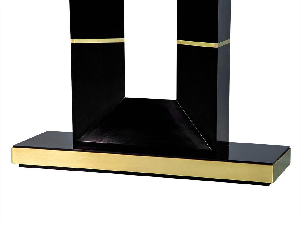 Mahogany Custom Modern Black Lacquered Console Table by Carrocel For Sale