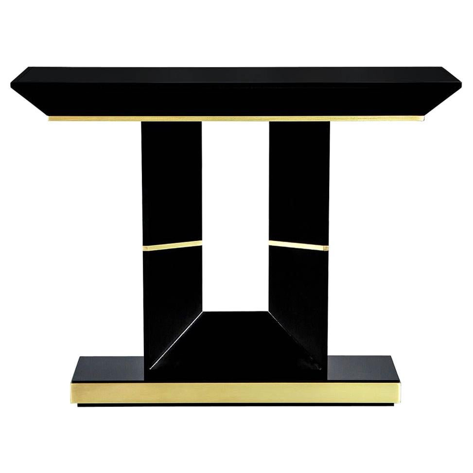 Custom Modern Black Lacquered Console Table by Carrocel