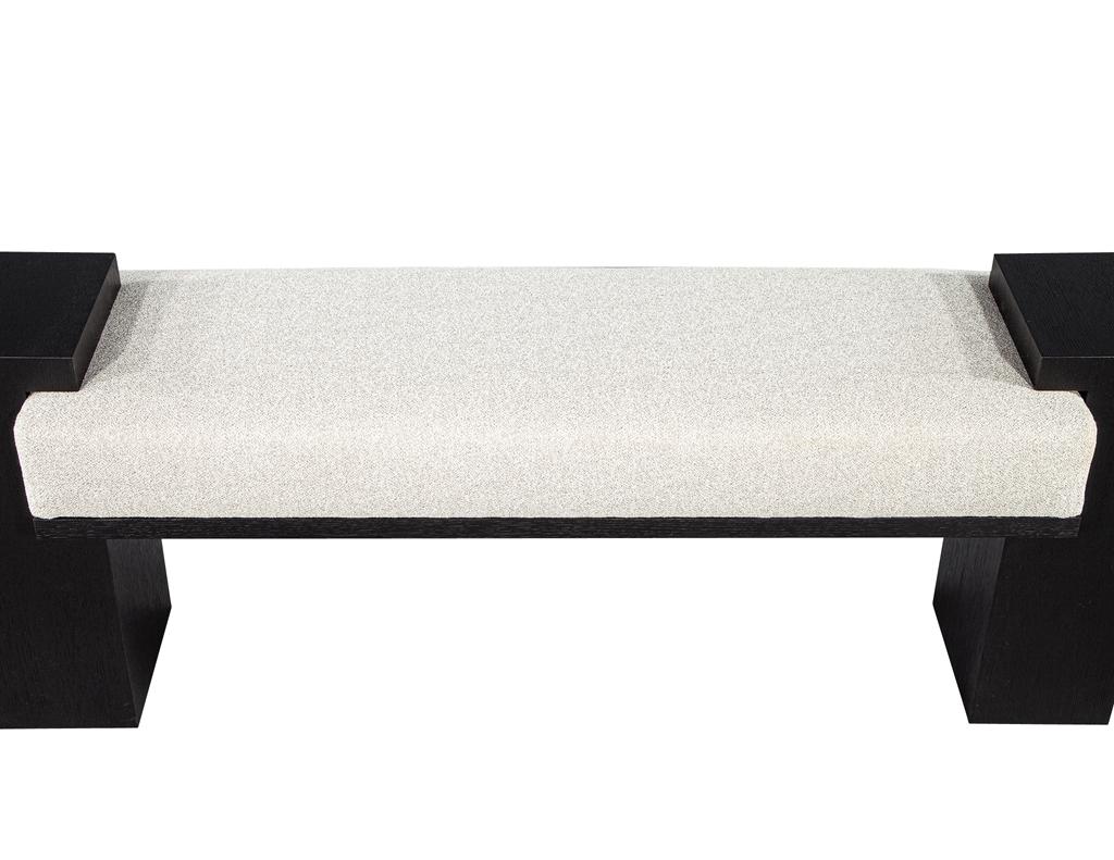 Fabric Custom Modern Black Oak Bench For Sale