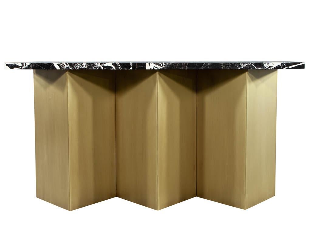 Custom Modern Brass and Marble Console Table For Sale 4