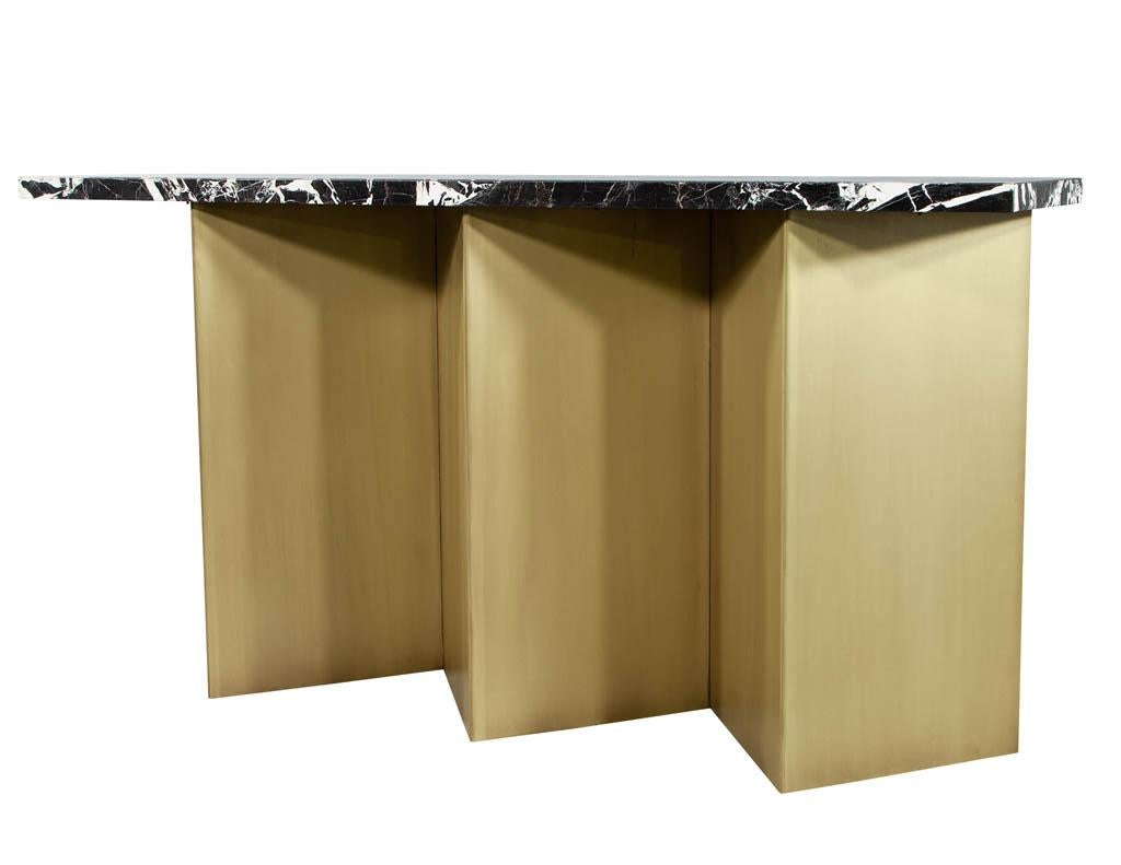 Custom Modern Brass and Marble Console Table For Sale 5
