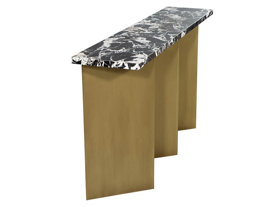 Custom Modern Brass and Marble Console Table For Sale 7