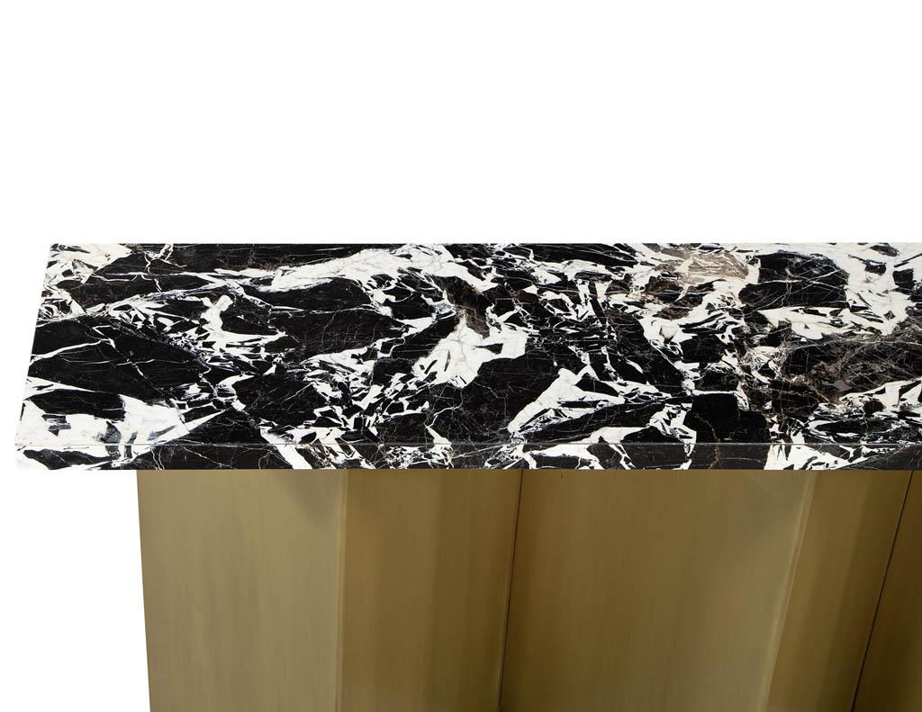 Custom Modern Brass and Marble Console Table In Excellent Condition For Sale In North York, ON