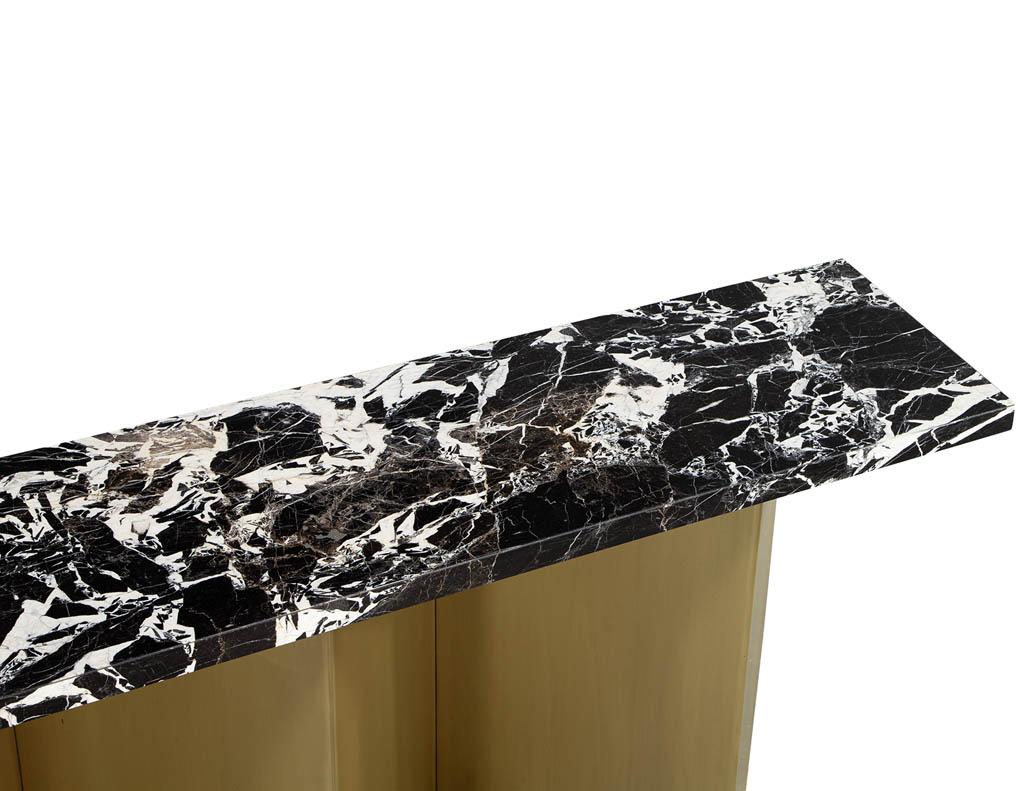 Contemporary Custom Modern Brass and Marble Console Table For Sale