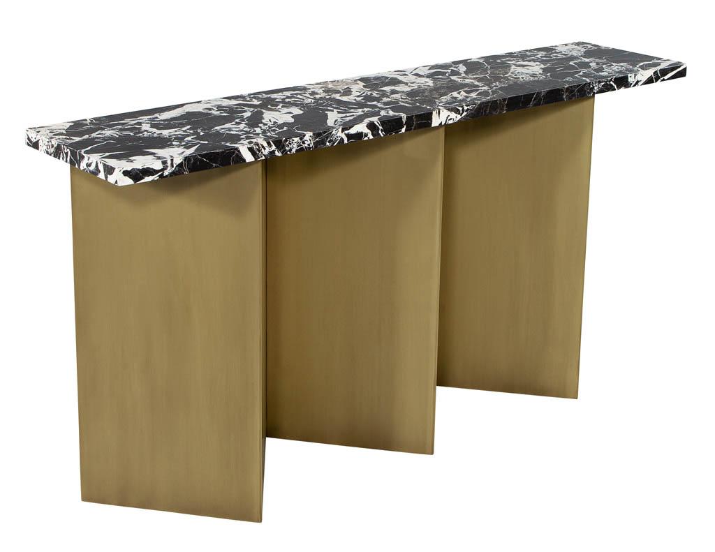 Custom Modern Brass and Marble Console Table For Sale 1
