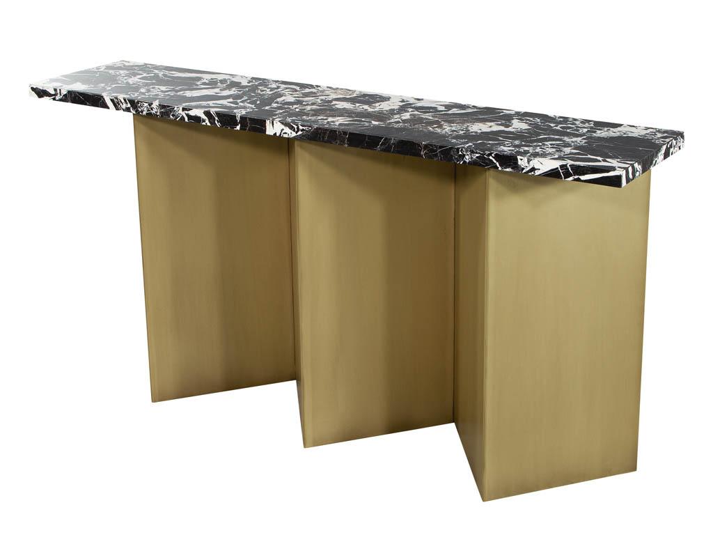 Custom Modern Brass and Marble Console Table For Sale 2