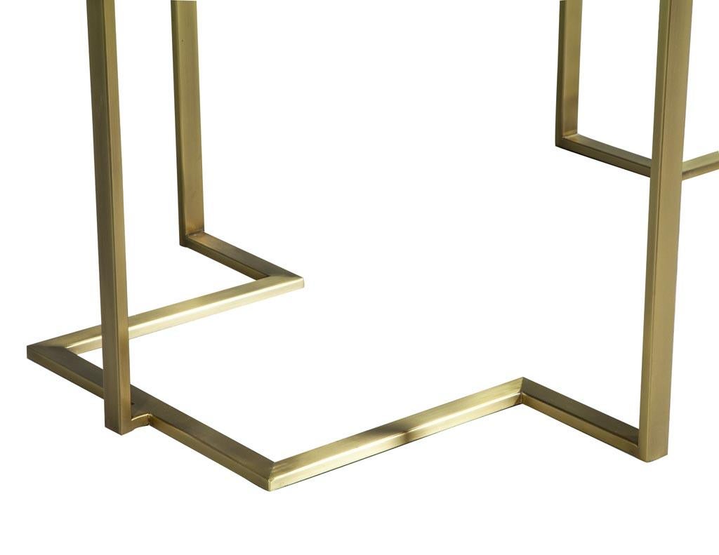 Custom Modern Brass Dining Table with Glass Top Fully Expandable by Carrocel For Sale 8