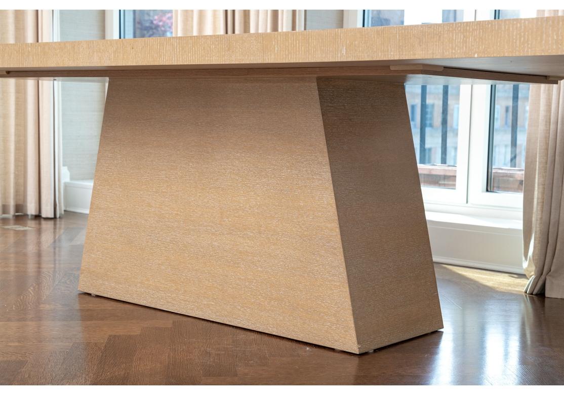 Veneer Custom Modern Cerused Oak Dining Table  For Sale