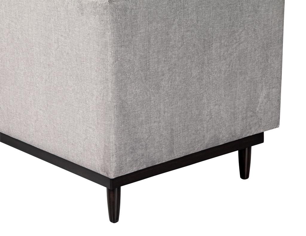 Custom Modern Channeled Sofa in Grey For Sale 4