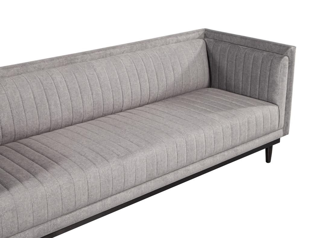 Custom Modern Channeled Sofa in Grey For Sale 5