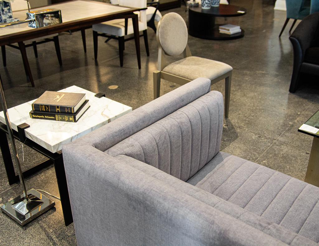 Custom Modern Channeled Sofa in Grey For Sale 10
