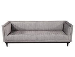 Custom Modern Channeled Sofa in Grey